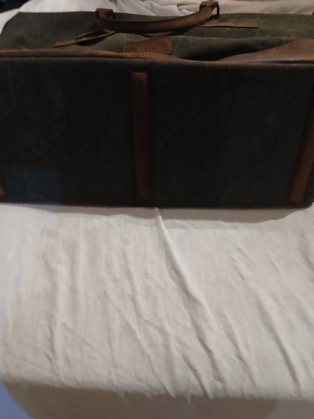 Myra Bag Olive Green Canvas & Brown Leather Weekender - Picture 9 of 16